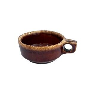 Vintage Hull Pottery U.S.A. Oven Proof Brown Drip Handled Soup / Chili Mug.